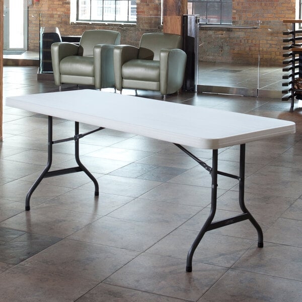 Folding Table: 6 Foot White Granite Finish Wishbone Legs (59 chars)
