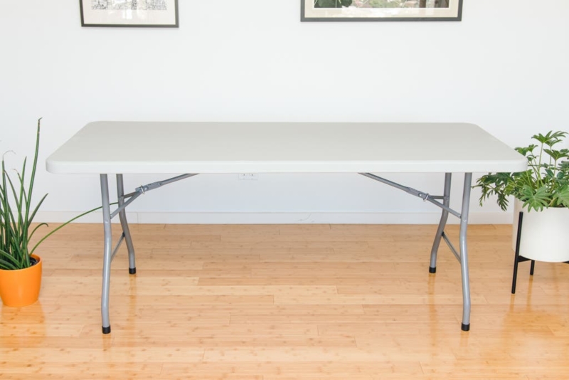 Folding Table: Minimalist Off-White Surface Rounded Corners (59 chars)