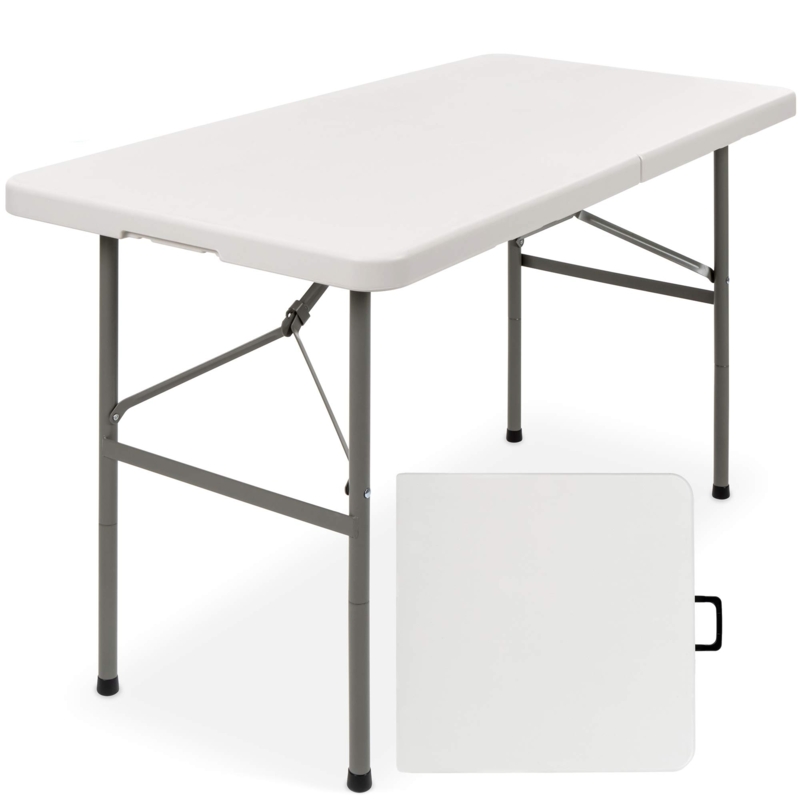Folding Utility Table: 4ft Fold-In-Half with Handle (51 chars)