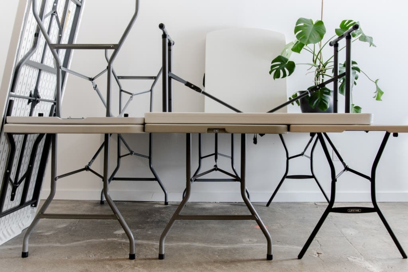 Folding Utility Table: Adjustable Height Polyethylene Top (54 chars)
