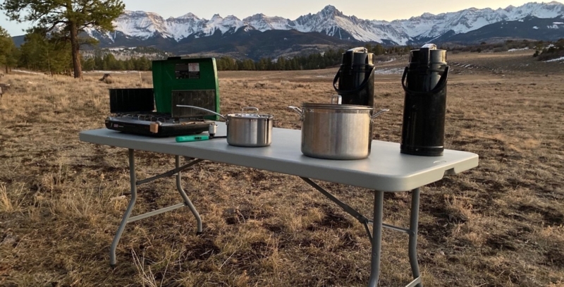 Folding Utility Table: Grey Resin Outdoor Camping Workstation (61 chars)