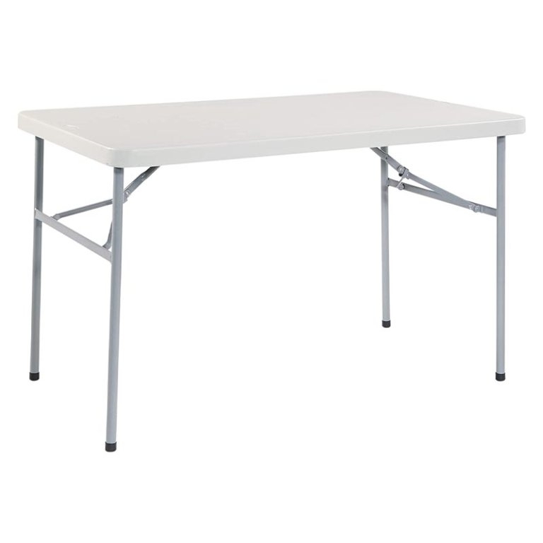 Folding Utility Table: Off-White Resin Top Metal Legs (55 chars)