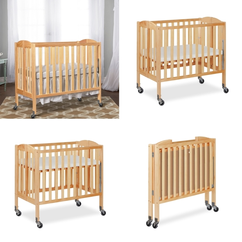 Folding Wood Crib in Warm Blonde Natural Finish