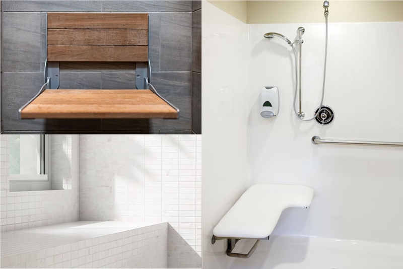 Folding Wood Shower Seat with Slat Design for Accessibility