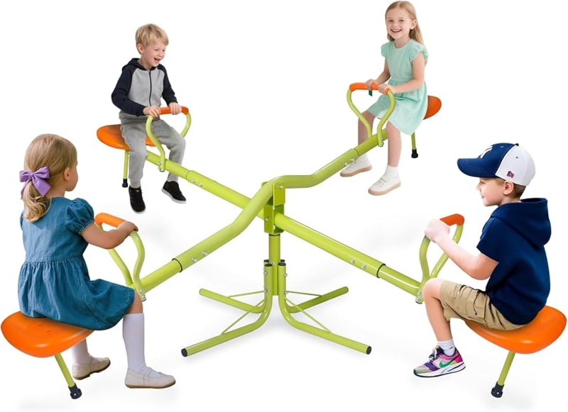 Four-Seat Swivel Seesaw with Quad Leg Stability Base