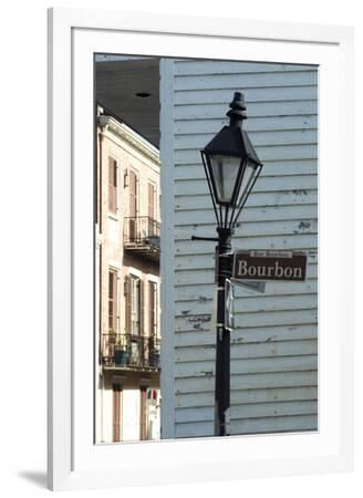 Framed Photography Print of Vintage Lamp against Clapboard Siding