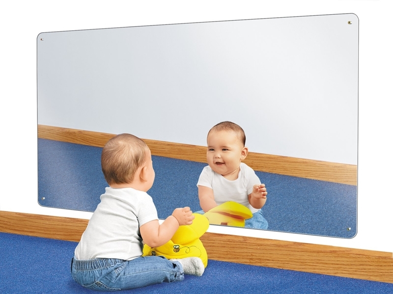 Frameless Safety Wall Mirror with Corner Fasteners for Nursery