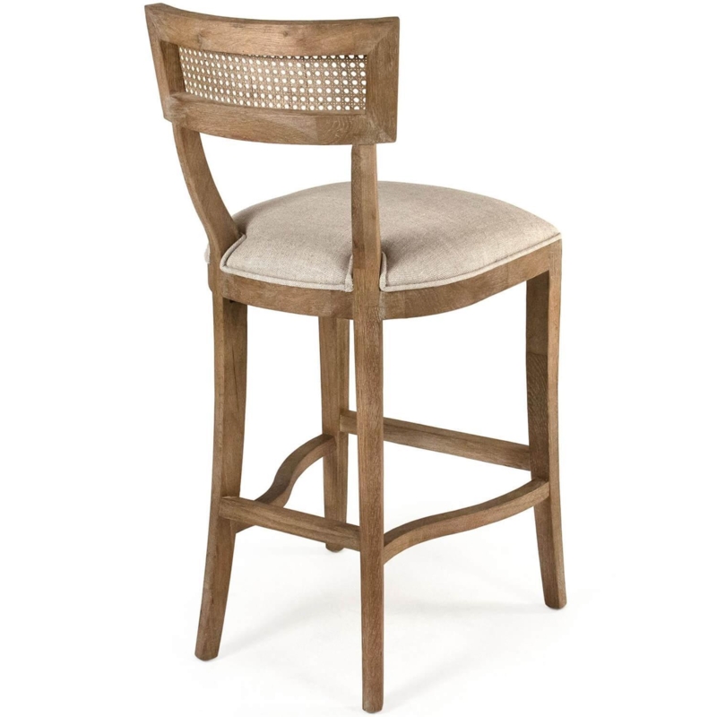 French Country Bar Stool with Curved Cane Back & Oatmeal Seat