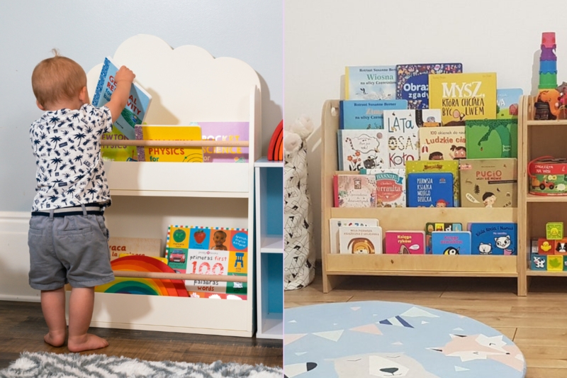 Front Facing Bookshelf featuring Whimsical Cloud Shaped Top