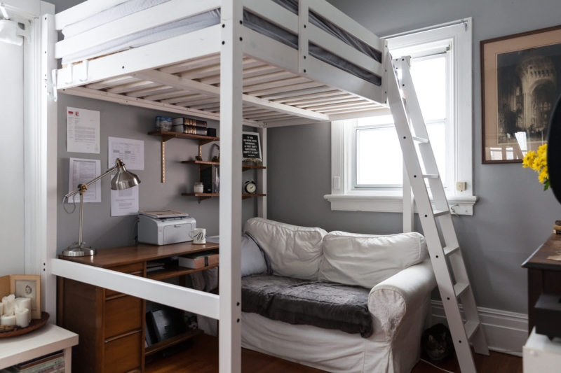 Full Size Loft Furniture with Underbed Workspace and Integrated Seating