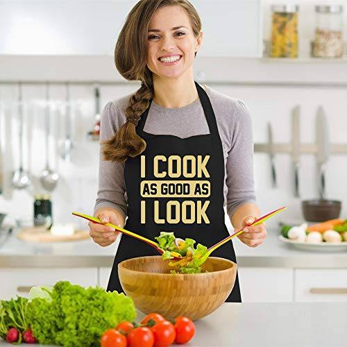 Funny Cooking Apron, Graphic Typography, Matte Black, Humorous Slogan
