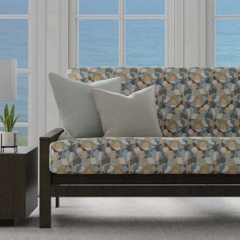 Futon Abstract Print Cover Sea Spray Palette Coastal Style