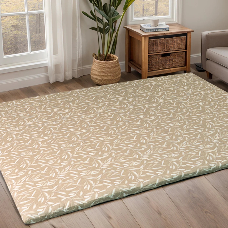 Futon Mattress Botanical Floor Mattress Leaf Pattern Organic Modern