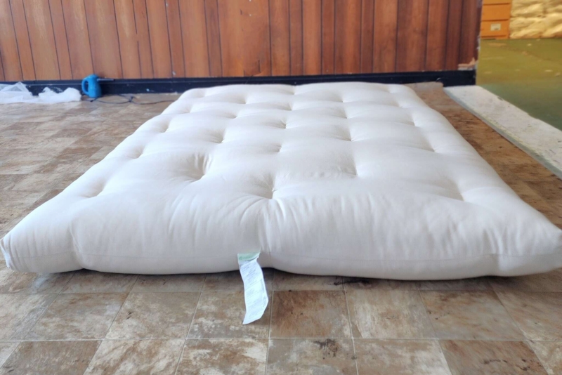 Futon Mattress: Organic Cotton Floor Bed, Thick Tufted Profile