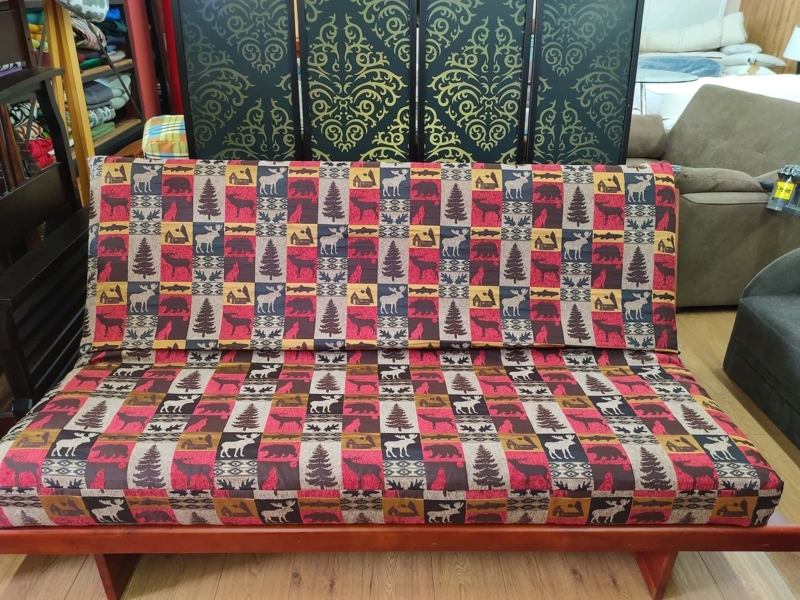 Futon Sofa Rustic Cabin Wildlife Patchwork Pattern Lodge Style