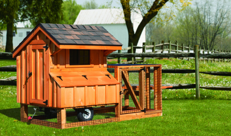 Gabled Wood Portable Chicken Tractor for Backyard Housing