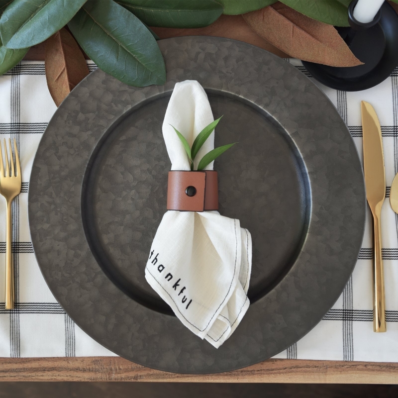 Galvanized Charger Plate with Rustic Finish for Farmhouse Table Setting
