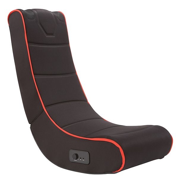 Gaming Chair: Foldable Quilted Rocker with Built-in Speakers, Red Trim