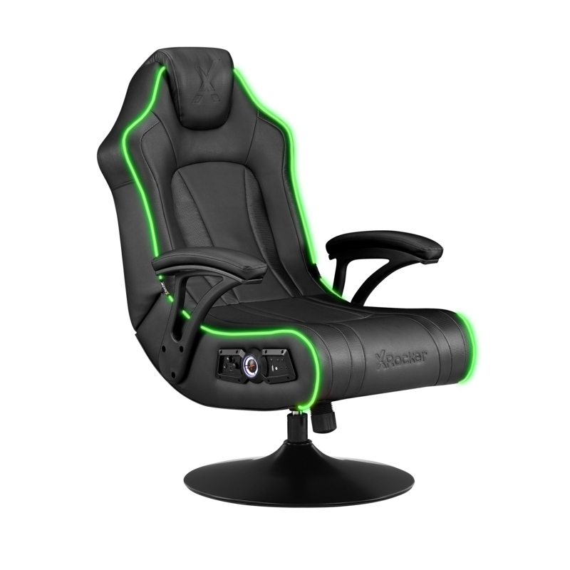 Gaming Chair: Swivel Pedestal Seat with Neon Green LED Backlighting