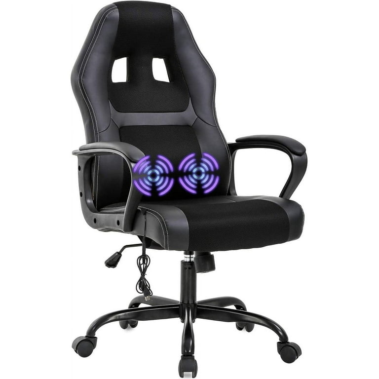 Gaming Chair with Lumbar Massage Function and Racing Style Silhouette