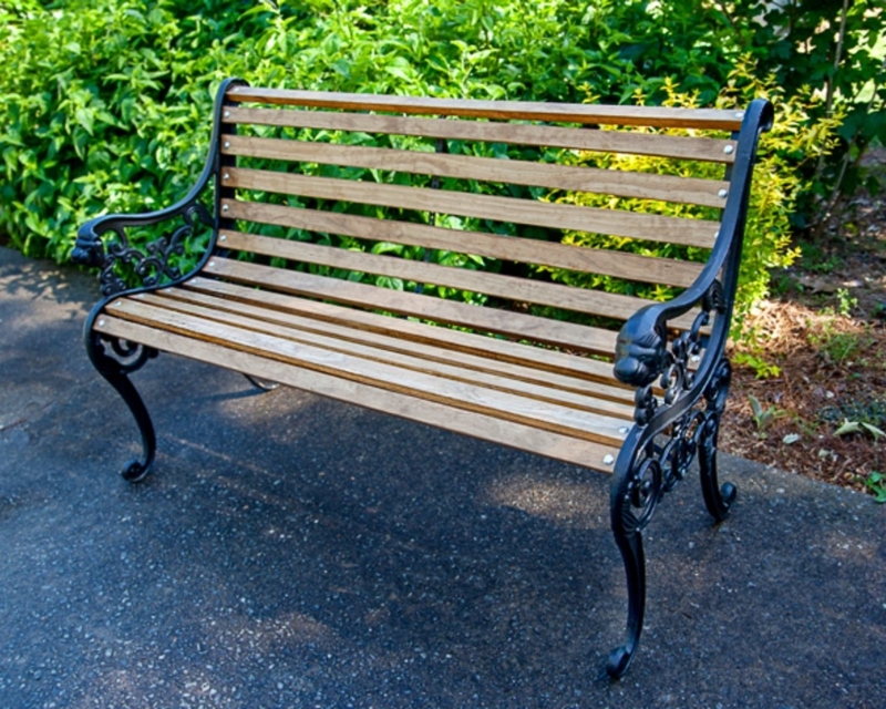 Garden Bench Antique Cast Iron Ends Lion Head Details Wood Slats