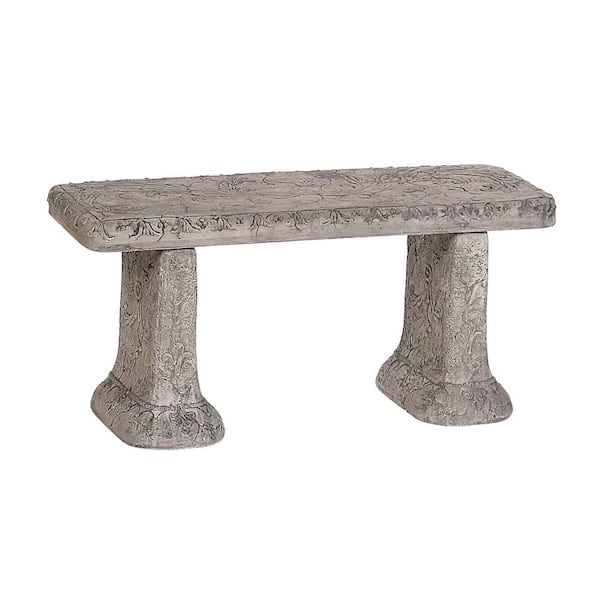 Garden Bench Antique Concrete Floral Relief Carvings Old World