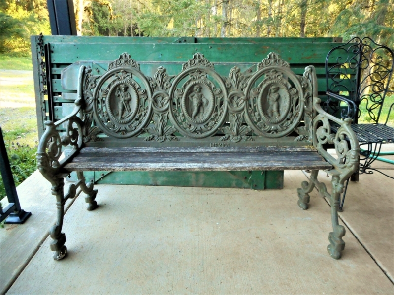 Garden Bench Antique Mexican Embossed Mexico Text Rustic Farmhouse
