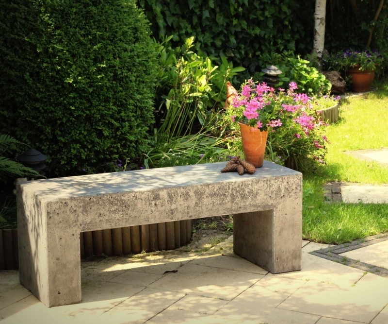 Garden Bench Brutalist Concrete U-Shape Monolithic Design