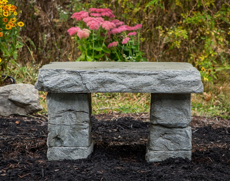 Garden Bench Chiseled Texture Rustic Concrete Monolithic Form