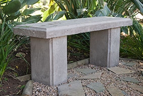 Garden Bench Concrete Recessed Panels Beveled Brutalist Style