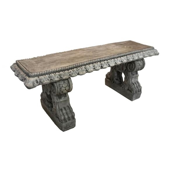 Garden Bench Rope Edge Claw Feet Neoclassical Cast Stone