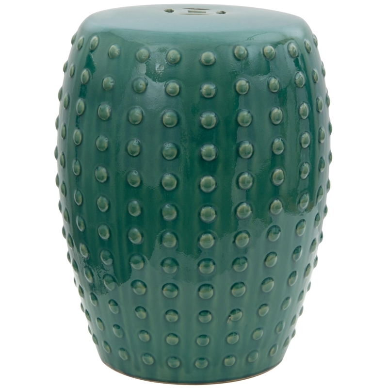 Garden Stool Porcelain Teal Glossy Glaze Hobnail Pattern Traditional
