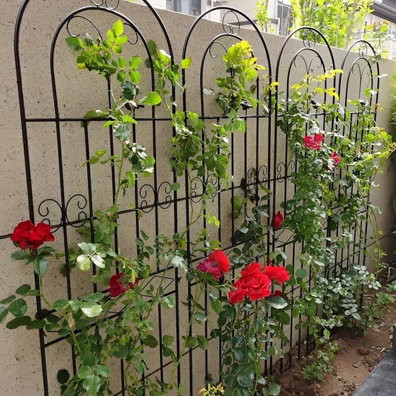 Garden Trellis Modular Panels Arched Top with Scroll Detail, Black