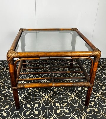 Glass Top Bamboo Coffee Table Wrapped Joints