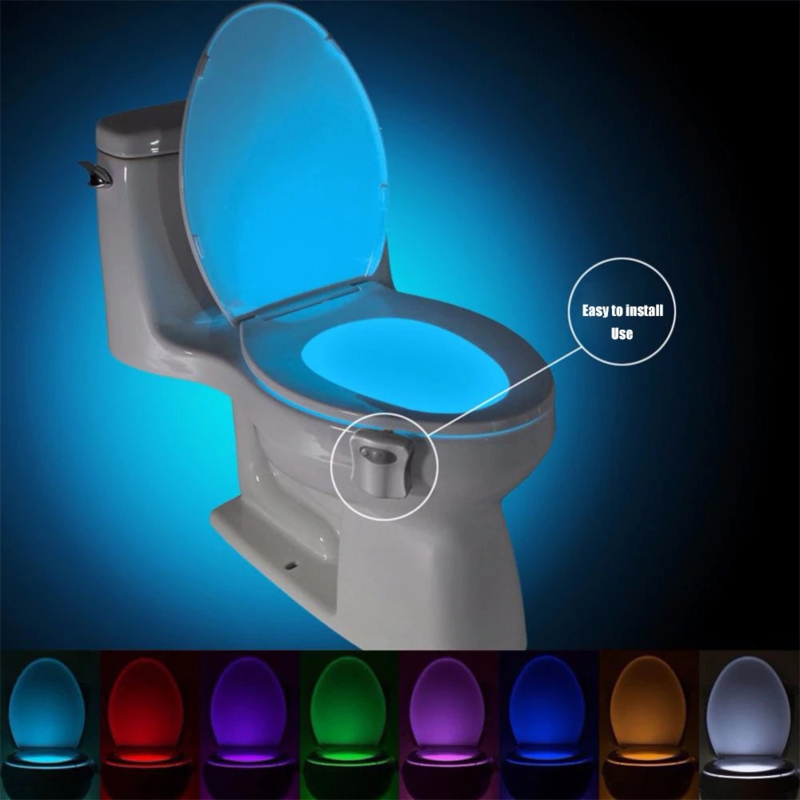 Glossy Toilet Night Light, Easy Install Rim Mounted Motion Sensor