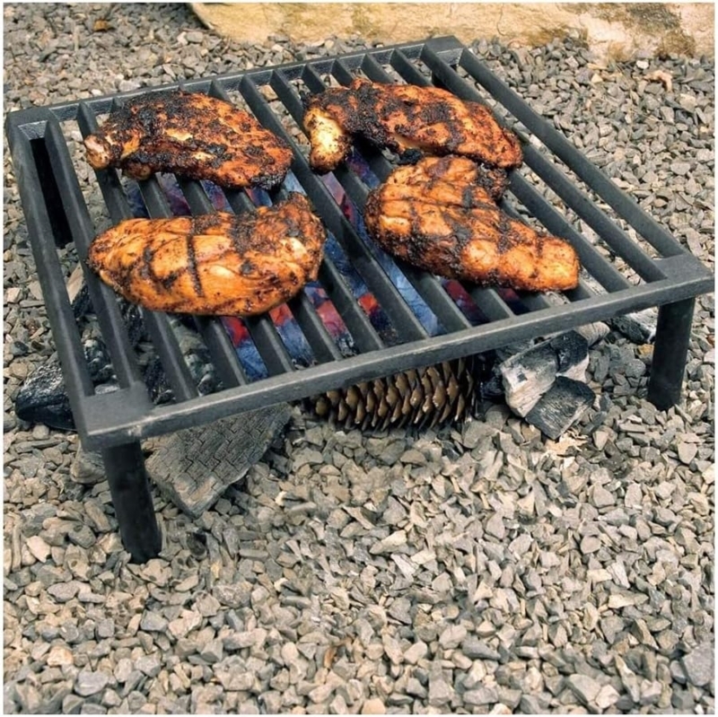 Grill Stand, Cast Iron, Tuscan Fireplace Design, Slotted Grate