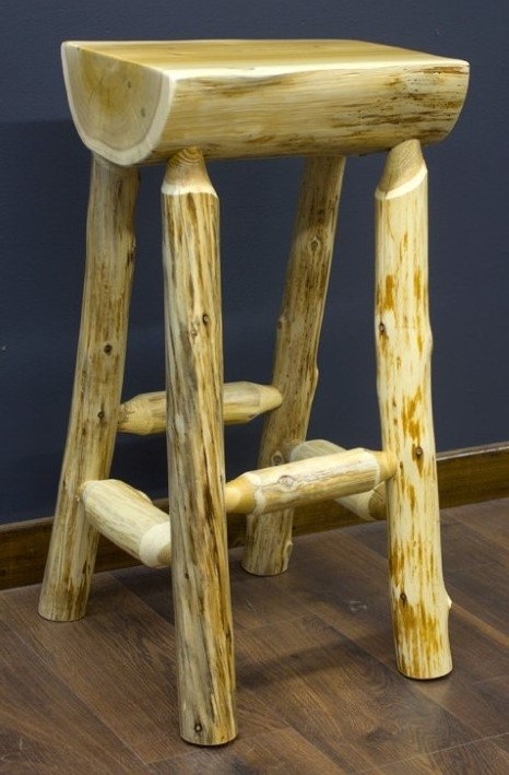 Half Log Bar Stool with Exposed Tenon Joinery Cabin Seating