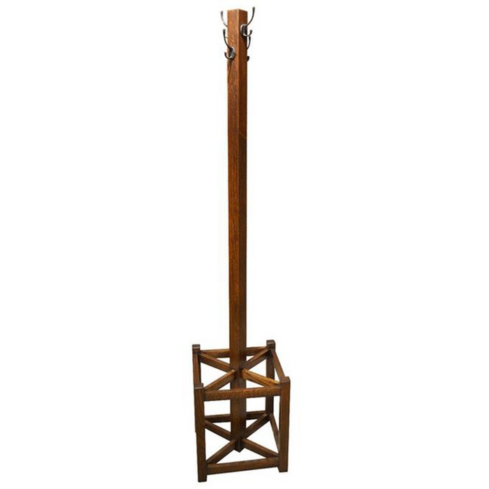 Hall Tree Mission Style in Warm Cherry with X Brace Detailing