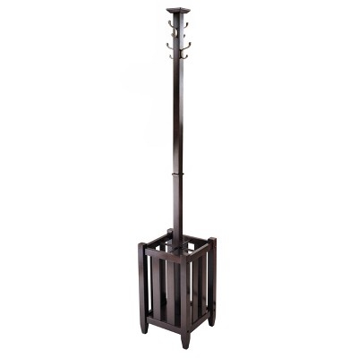 Hall Tree Mission Style with Slatted Base & Cappuccino Finish