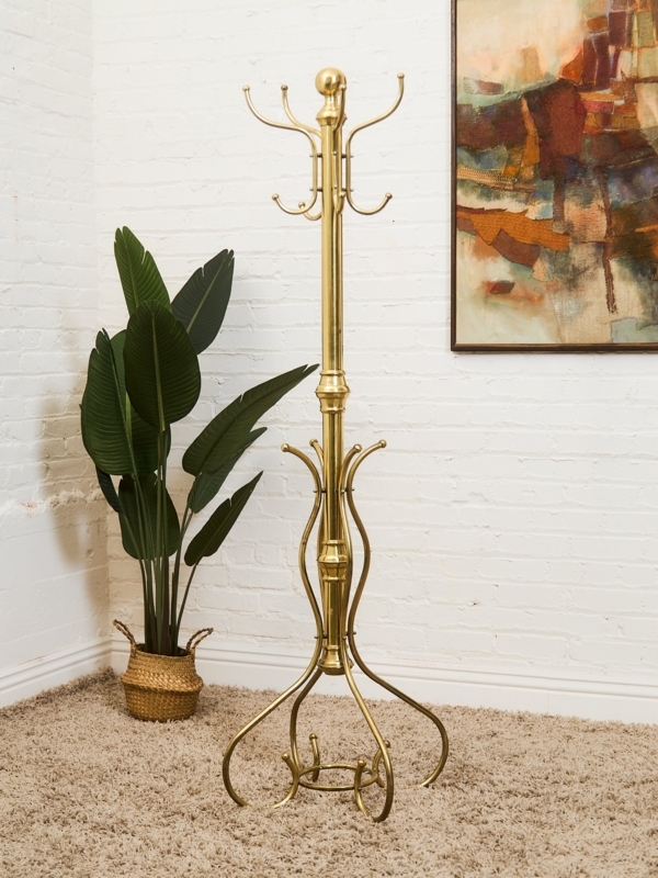 Hall Tree: Polished Brass Stand featuring Accessory Hoop