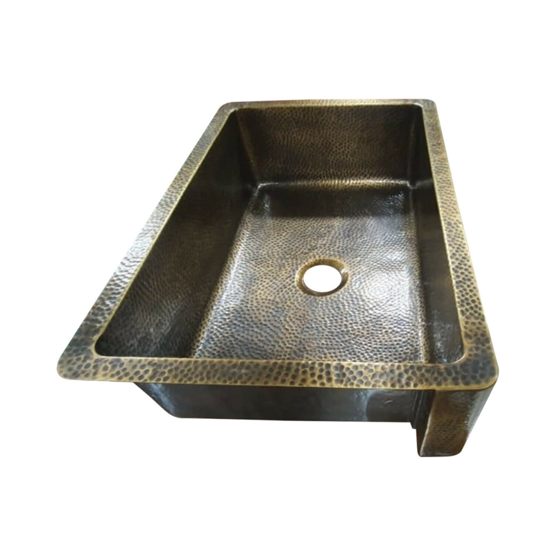 Hammered Brass Farmhouse Sink, Antique Apron Front Single Bowl