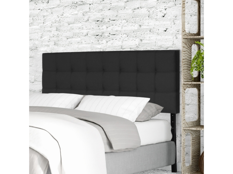 Headboard Square Tufting Slim Panel Profile Charcoal Fabric Industrial