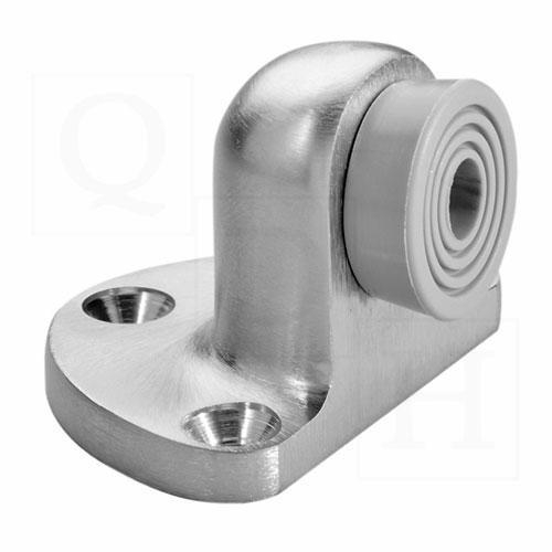 Heavy Duty Door Stop, Satin Chrome Cast Brass, Concentric Ring Bumper