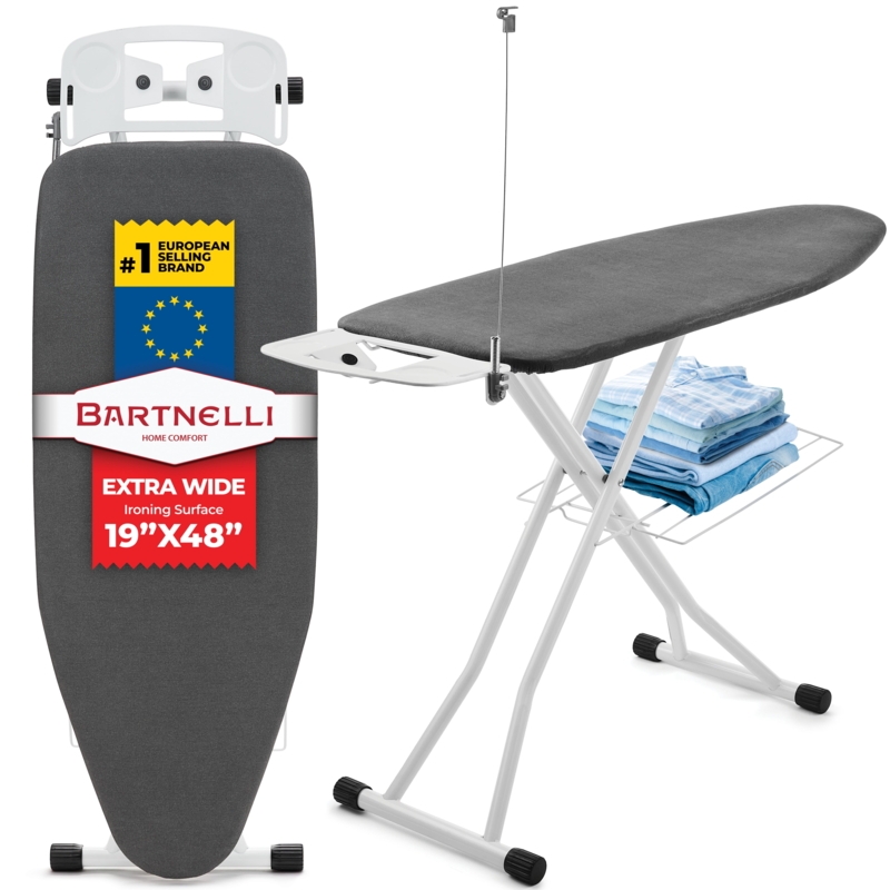 Heavy Duty Extra Wide Ironing Board with Laundry Shelf and Cord Minder
