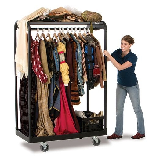 Heavy Duty Garment Rack with Rolling Casters & Dual Level Storage