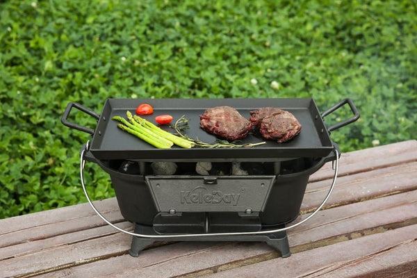 Hibachi Style Stove Cast Iron Flat Top Griddle Front Access Door
