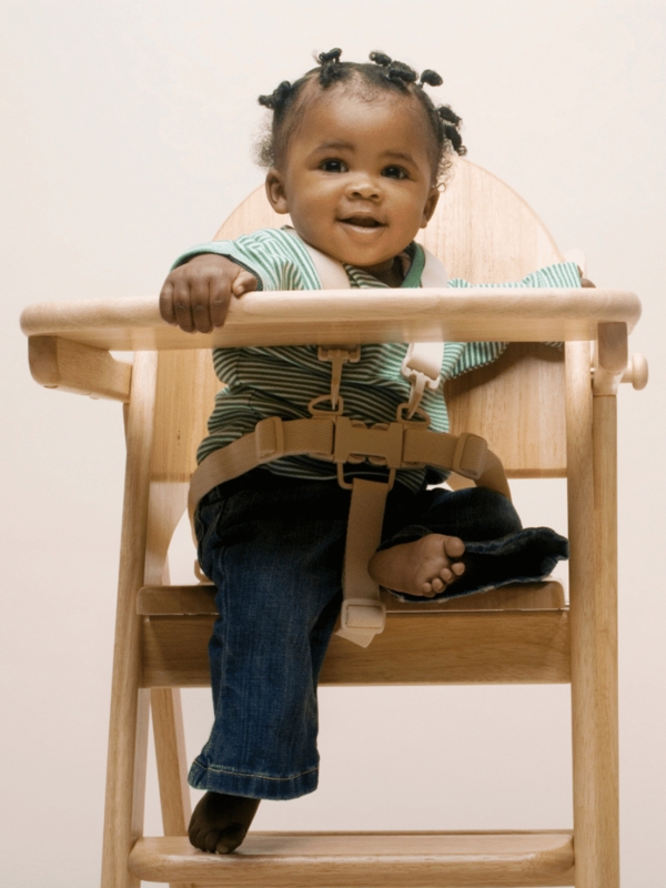 High Chair Curved Lumbar Backrest Light Wood Matte Finish Classic Style