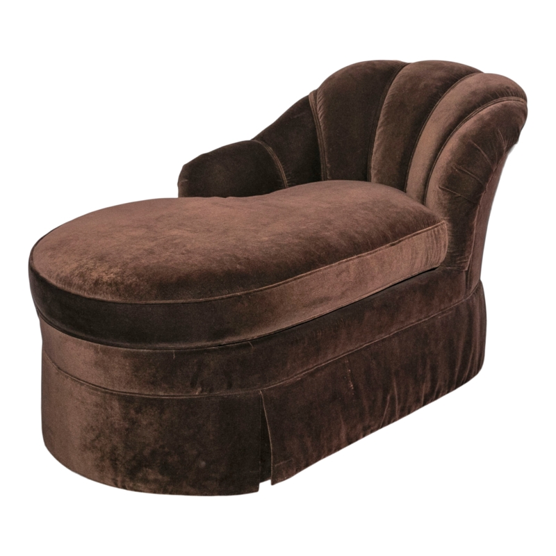 Hollywood Regency Glam Chaise Lounge with Channel Tufted Shell Back