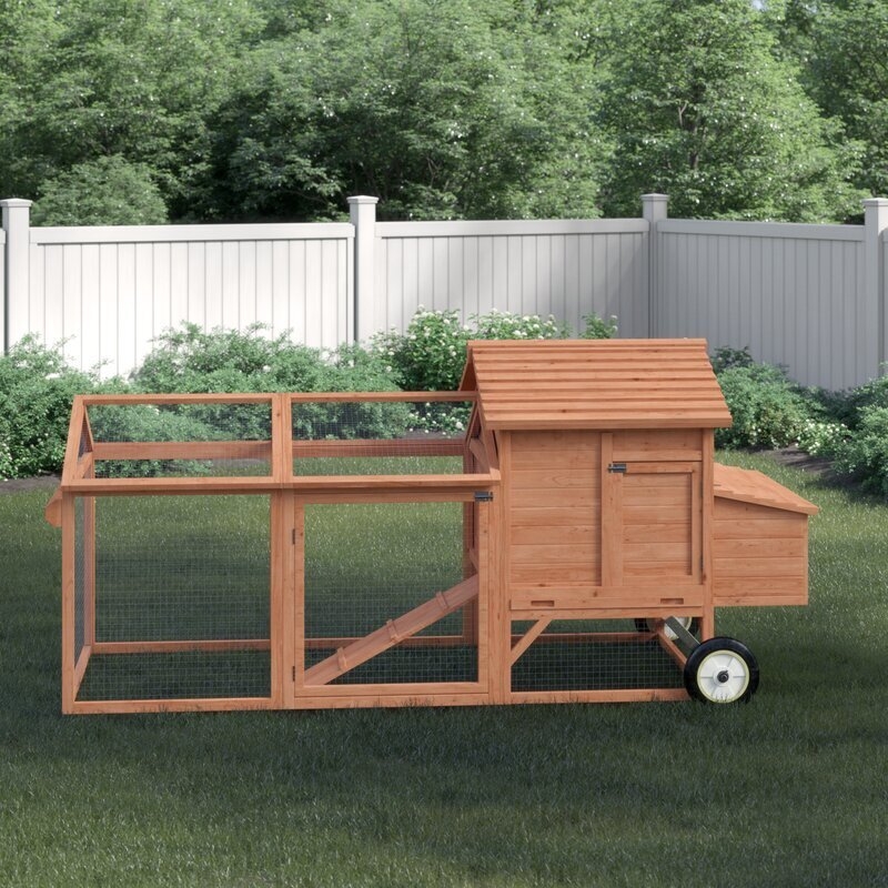 Honey Wood Mobile Chicken Tractor with Integrated Run