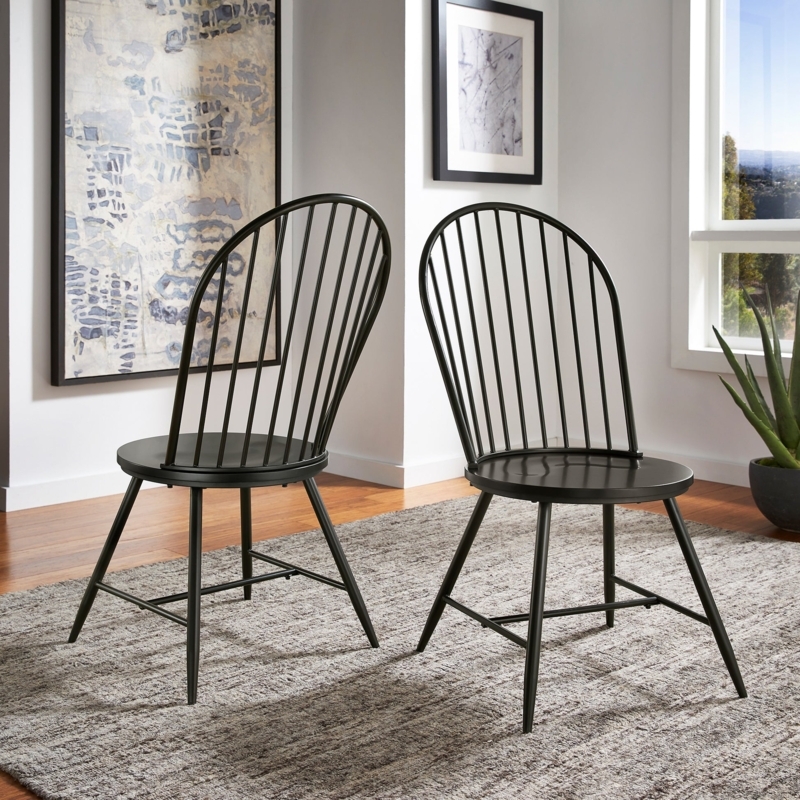 Hoop High Back Side Chair with Metal Frame and Wood Seat Design.